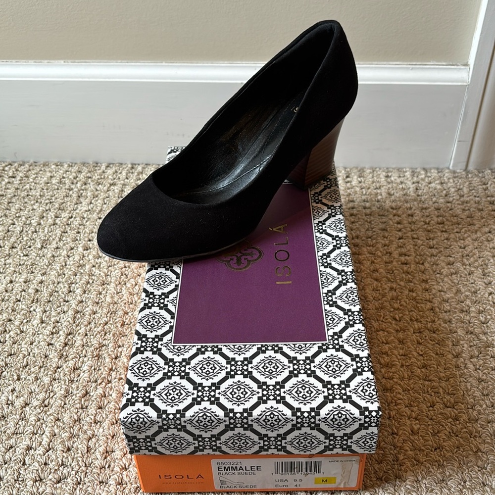 Isola Black Suede Heels